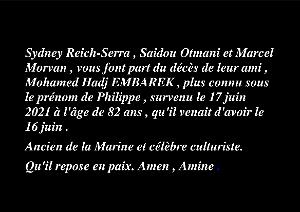 HOMMAGE A MOHAMED EMBAREK DIT PHILIPPE